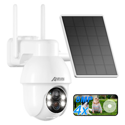ANRAN 8MP Outdoor WiFi Wireless Solar Security Cameras Battery Motion Detection