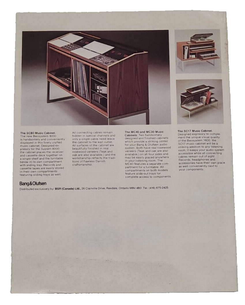 Bang & Olufsen Beosystem 8000 Sales Brochure Beocord 2400 8002