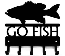 Go Fish Bass Key Holder with 5 Hooks -Custom Options - Made in USA