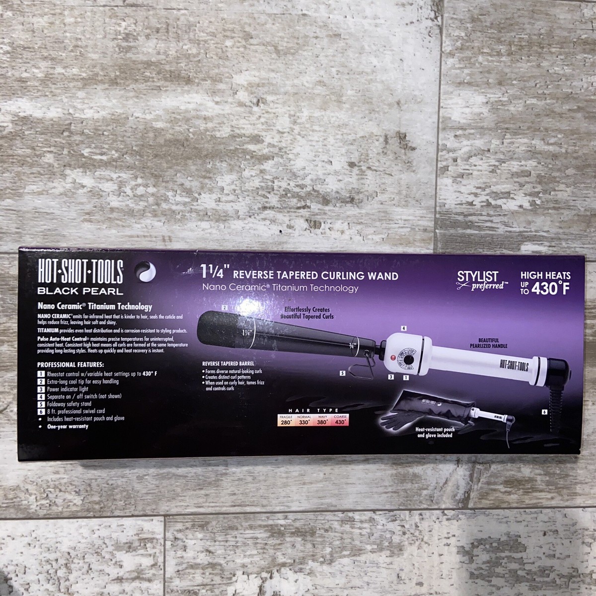 Hot Shot Tools Black Pearl Ceramic Taper Wand Hot Shot Tools Black Pearl Curling Iron Tapered 1 1/4” | eBay main image 2
