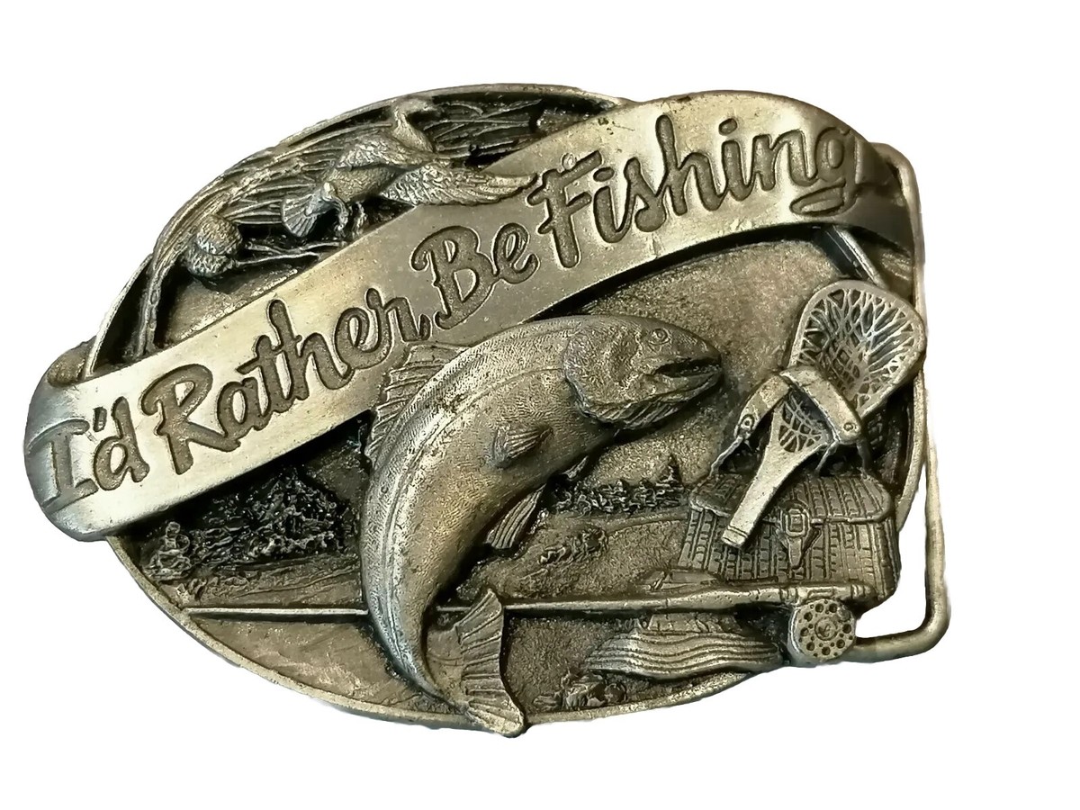 Siskiyou Buckle Co. “I'd Rather Be Fishing” & North American Fishing Belt Buckle View 2