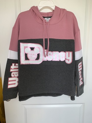 Walt Disney World rosa grau gestreifter Hoodie Pullover Sweatshirt 1XL NEU OHNE ETIKETT Spirit J