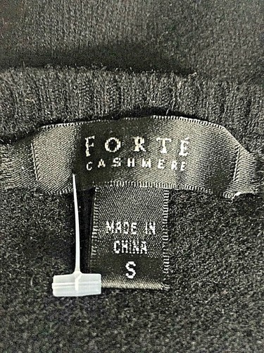 Forte 100% Cashmere V-neck Button Up Small Black Sweater EUC No Holes - Picture 4 of 4