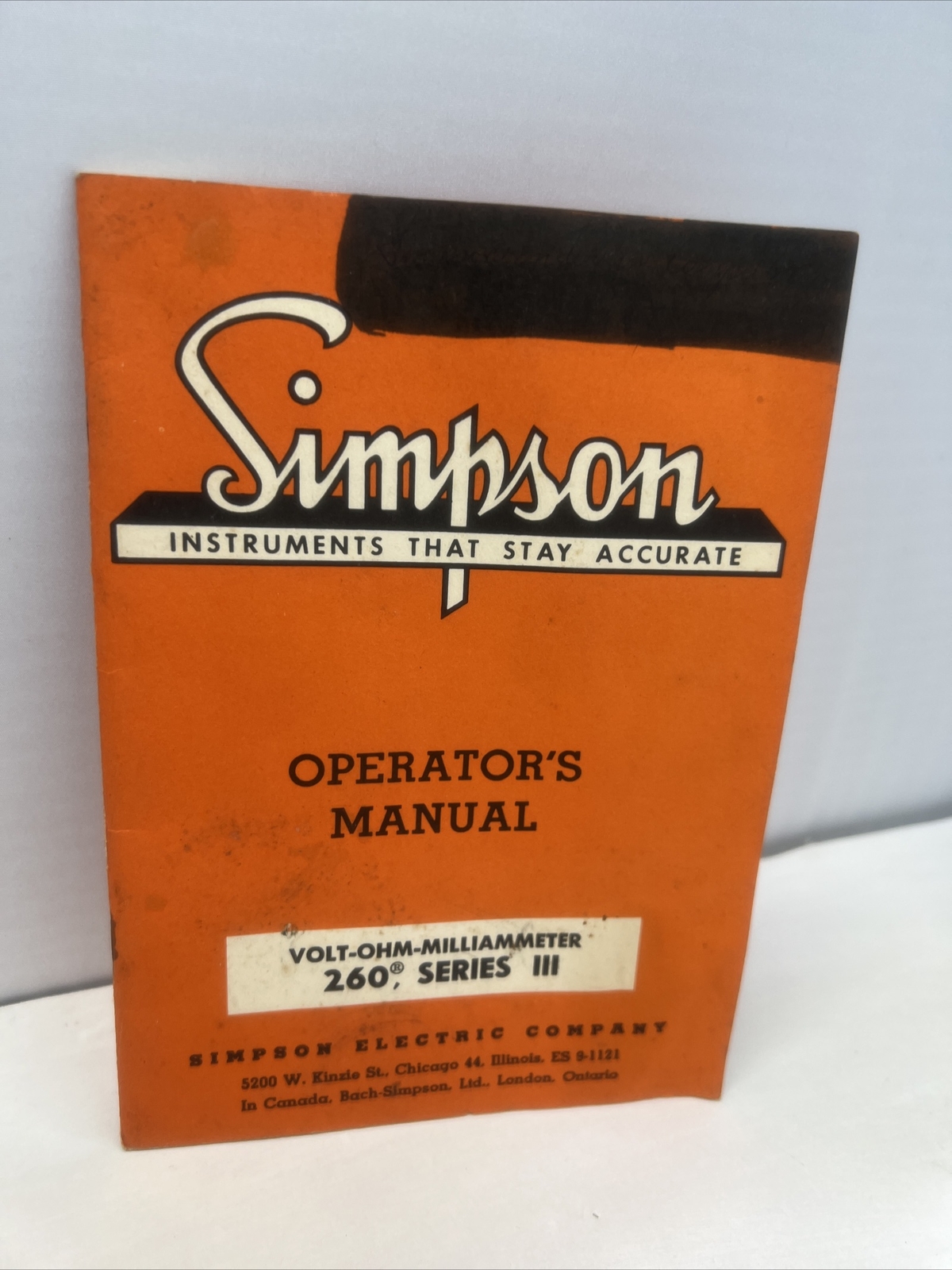 Orig Vintage Simpson voltohmmeter Model 260 Series III Operator's