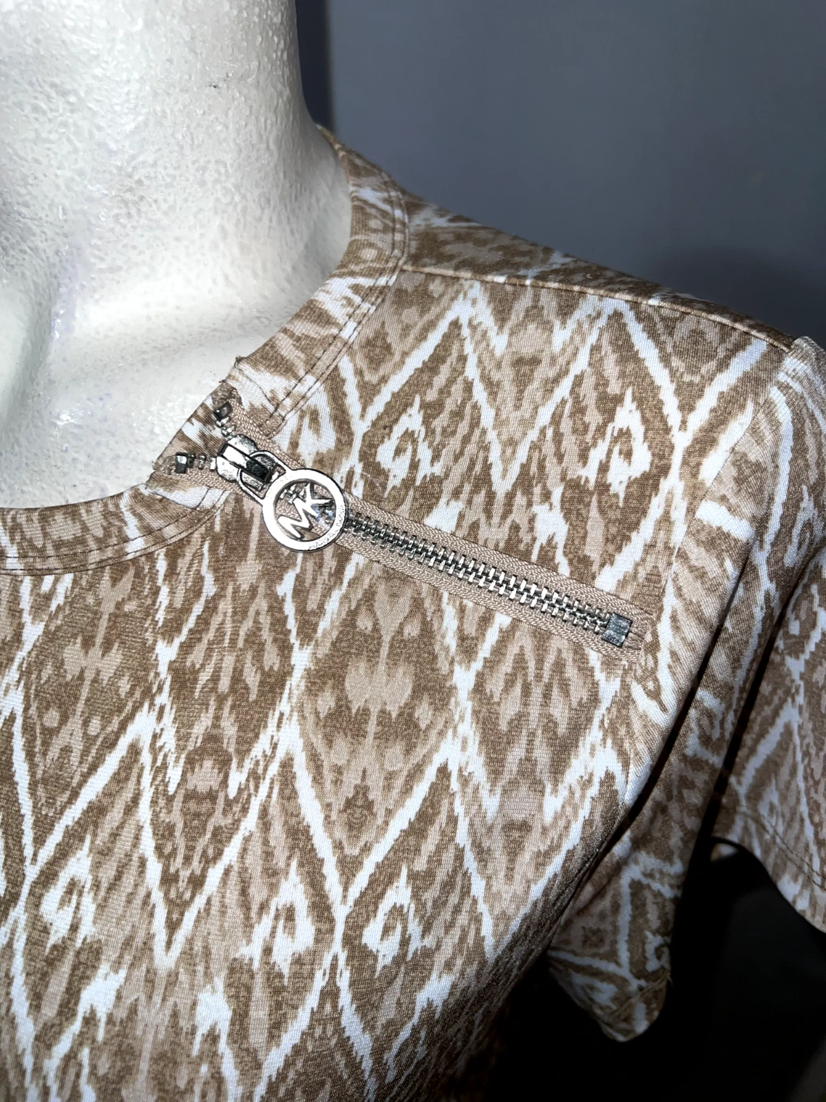 Abito MICHAEL KORS taglia L marrone maglia liquida maglione cambio S S tunica elasticizzata