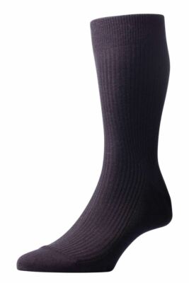 Pantherella Mens Naish Rib Merino Wool Socks - Black
