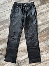 Rare Y2K  00 Hilfiger Black Genuine Leather Low rise Straight Leg Pants Sz 8