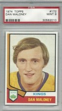 1974 Topps hockey card #172 Dan Maloney, Los Angeles Kings graded PSA 9