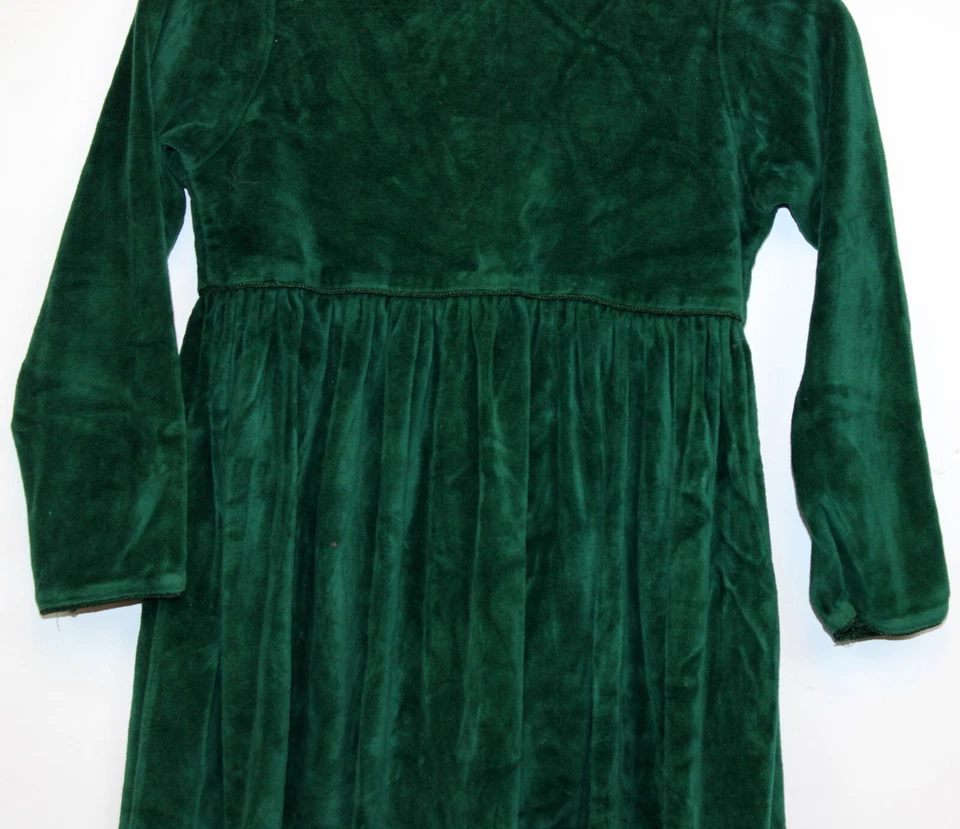 Kelly's Kids Green Velvet Dress sz 6X Lined Button SImple Formal Picture Holiday - Image 3 of 4