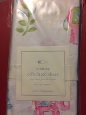 Pottery Barn Kids Vienna Elephant Crib Fitted Sheet Pink Multi NIP