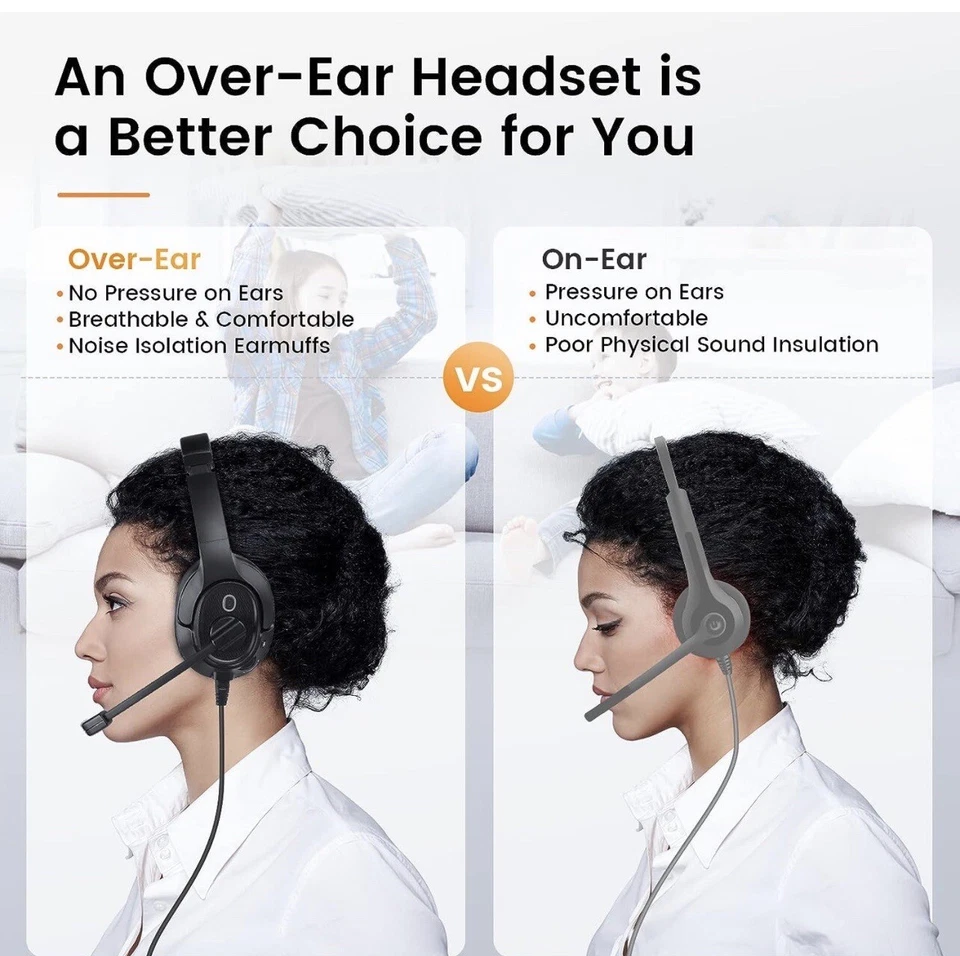 EKSA Headset with Microphone for Laptop, Wired Computer Headset with Volume - Image 4 of 4