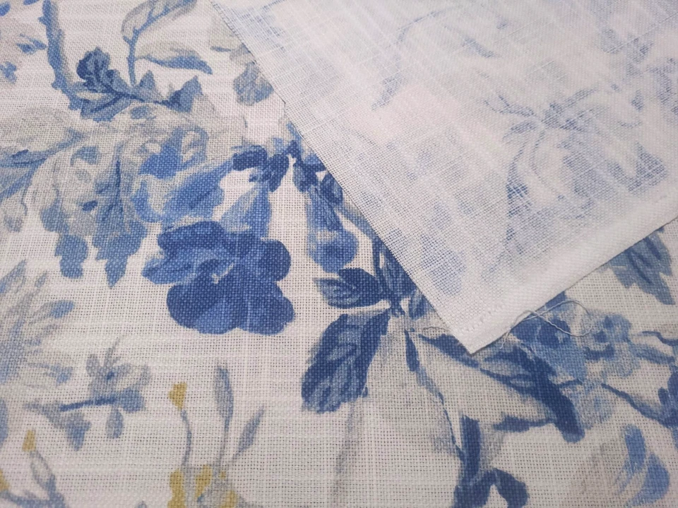 Waverly COSMIA DRESDEN Blue White Floral Designer Print Drapery Uph Fabric - Image 2 of 4