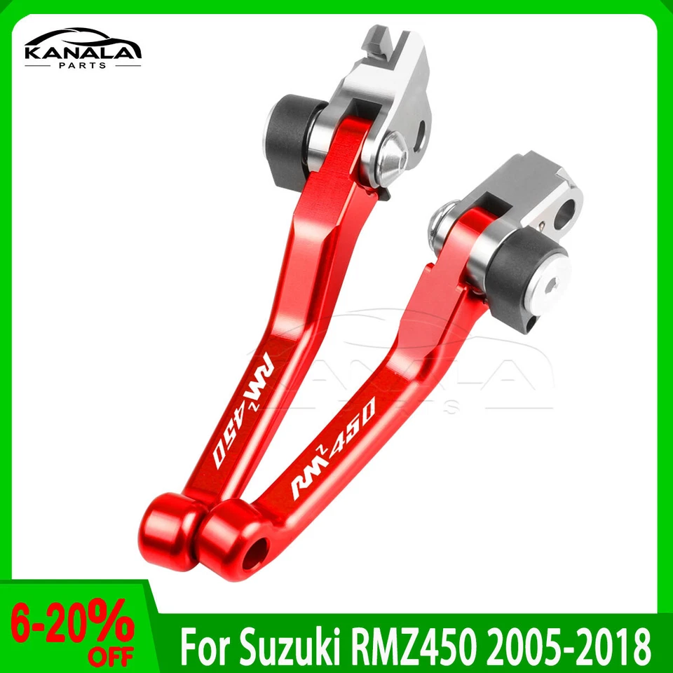 For Suzuki RMZ450 2005-2018 Aluminum Motocross Pivot Brake Clutch Levers NEW Foto 2 de 4