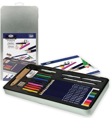 Set D'artiste Dessin D'après Nature Royal & Langnickel - 25 Pièces (crayons, Fusains, Estompe, Etc.) - Boîte Aluminium