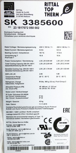 Rittal SK 3385600 SK3385600 Schaltschrank Kühlgerät Dachaufbau 230V -unused/OVP- - Bild 3 von 8