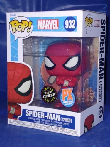 FIGURA DE VINILO EXCLUSIVA DE MARVEL PX TV JAPONESA SPIDER-MAN GLOW CHASE FUNKO POP 932