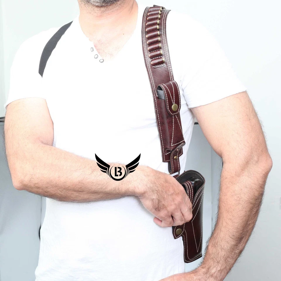 Cowhide Leather Vertical Concealed Holster Right Handers Universal Size - Image 3 of 4