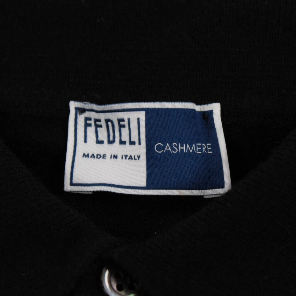 Suéter Polo Fedeli Nuevo sin Etiquetas 100% Cuello Cachemira Talla 58 EE. UU. 3XL Delgado Negro Sólido Foto 2 de 4