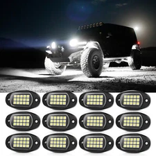 12 Pods Pure White LED Rock Lights,Off Road Car Underbody Under Glow Lights Kit