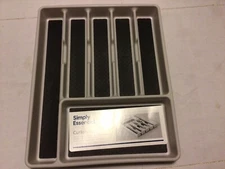 Simply Essential Cutlery Tray 6 Compartment Nonskid Liner 15.8x12.8x1.8 Gray