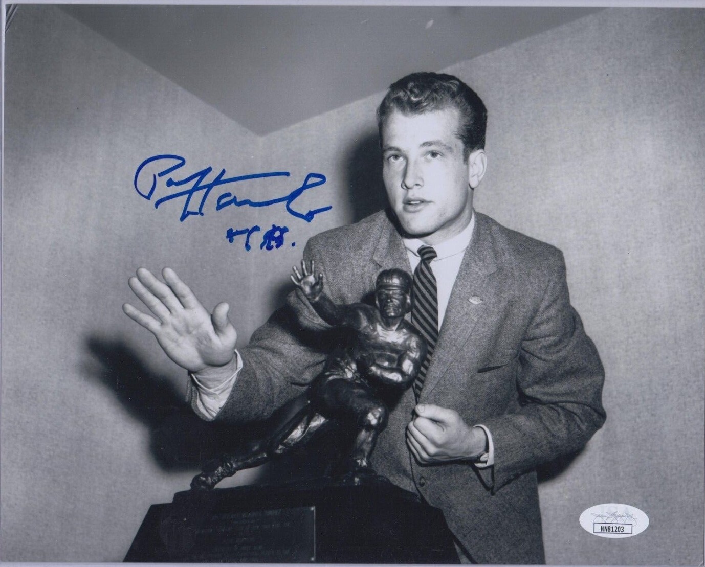 Paul Hornung Autographed Signed Notre Dame Fighting Irish Notre Dame 8x10 Photo 56 Inscription Heisman JSA 