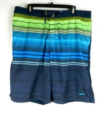 SpeedoTrunks  Men's Size 38 Swim Surfer Board Shorts Blue Green Striped