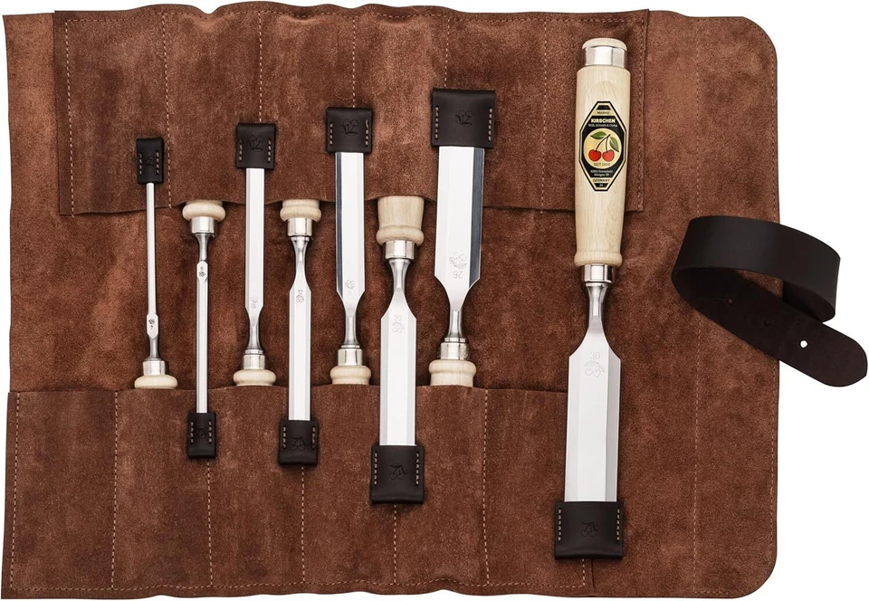 (194,99€/1Stk) Kirschen Stechbeitelsatz – SET bestehend aus 8 Stechbeiteln und T