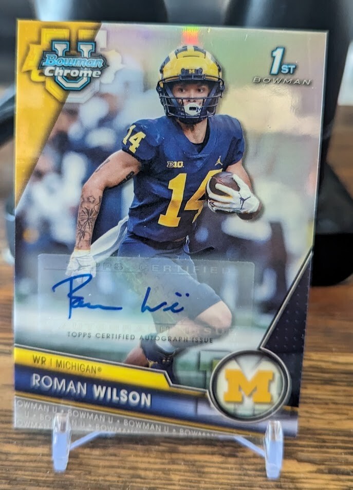 2023 Bowman Chrome U Roman Wilson 1st Bowman Refractor Auto #’d/499 Michigan!!!