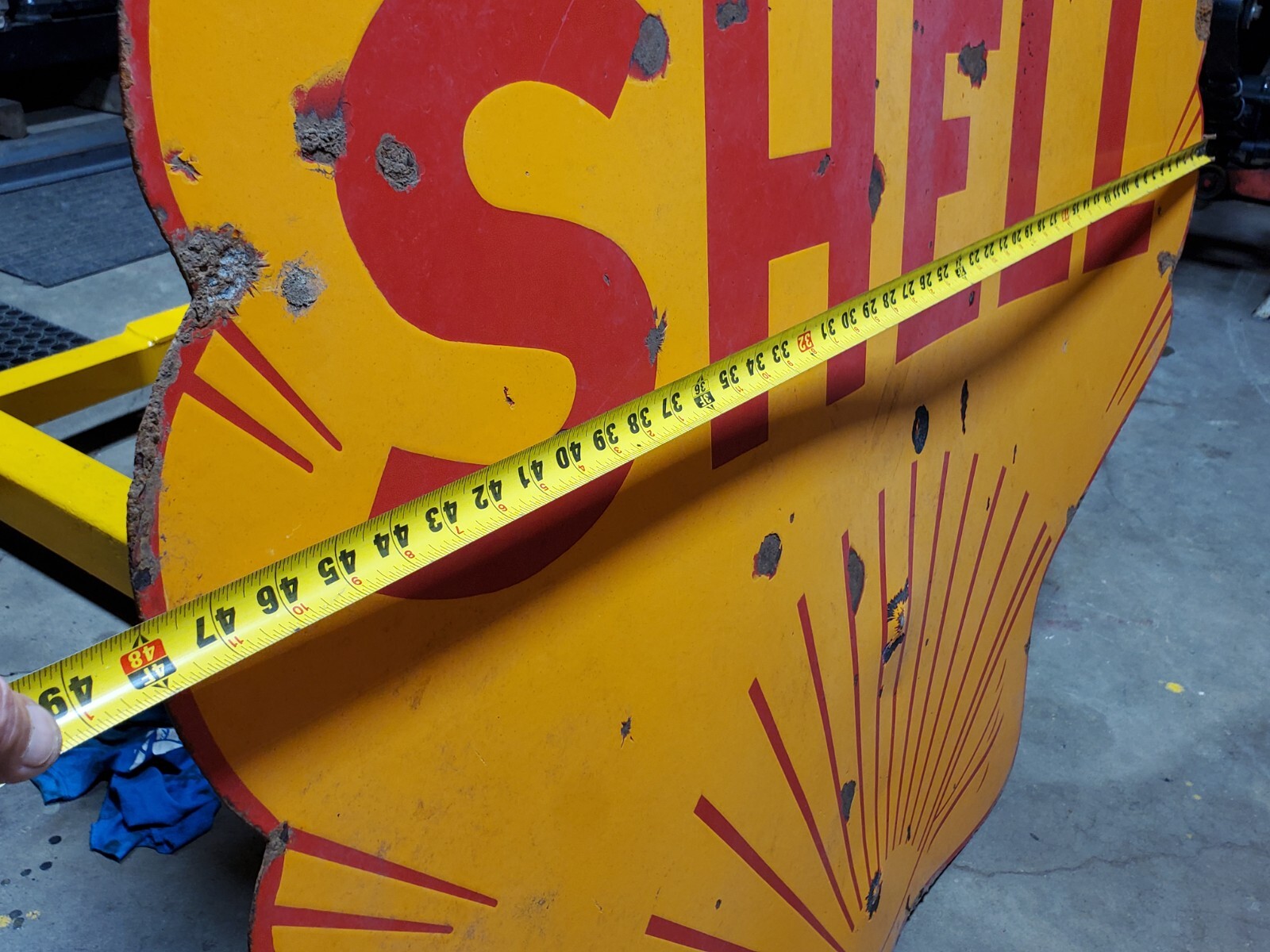 Vintage 48 inch Porcelain Shell Oil Gas Gasoline Sign 2sided original ...