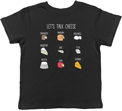 Let's Talk Cheese lustiges Kinder T-Shirt Käse Auswahl Tabelle Kinder Jungen Mädchen