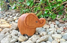 Wooden Elephant Decor Small  Handmade Craved Wooden Elephant