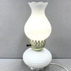 Vintage White Hobnail Milk Glass Hurricane Electric Table Lamp