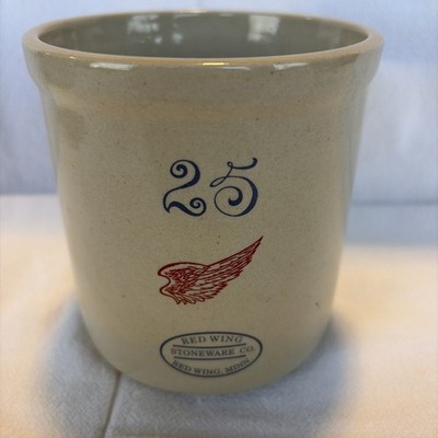 Small Redwing Crock Stoneware Pottery Salt Glazed Advertising Crock 289/300. USA