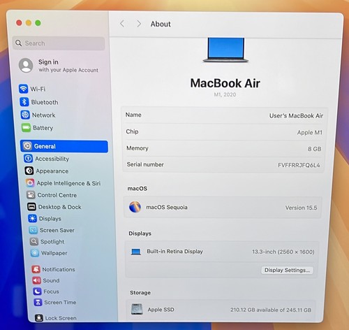 Apple MacBook Air A2337 2020 13" M1 3.2GHz 256GB / 8GB - Grey - AT021 - Afbeelding 8 van 11