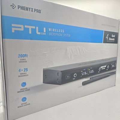 Phenyx Pro PTU-5200 4-Ch UHF Wireless Microphone System Metal Dynamic Handheld