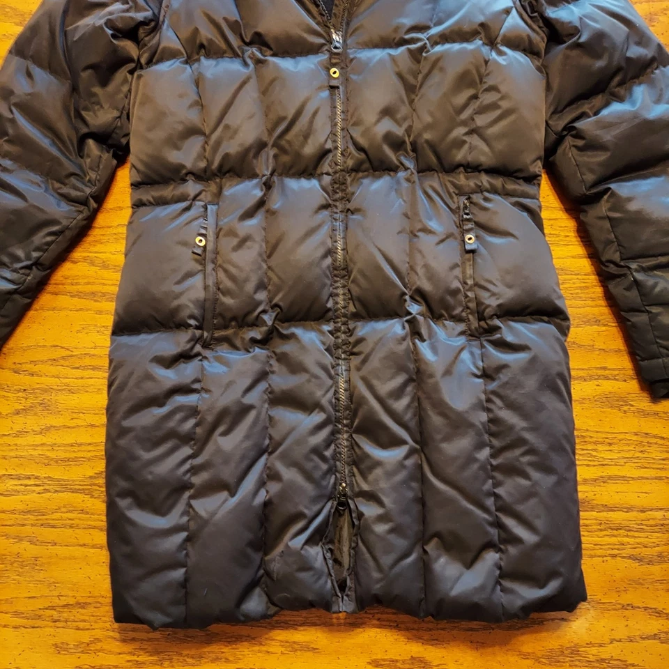 Abrigo chaqueta de plumón de ganso para mujer Gander Mountain talla pequeña capucha negra Foto 4 de 4