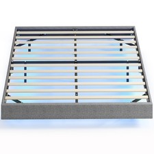 Somier 160x200 cm con Luces LED Estructura de Cama Tapizado en Lino Láminas de M