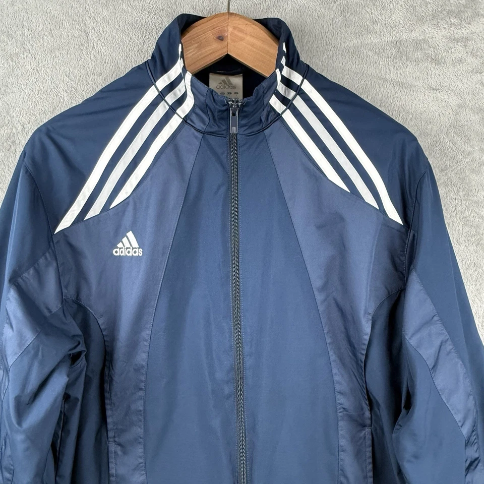 Adidas Y2K Track Jacket Mens S Navy Blue Full Zip 3 Stripe Outdoor Activewear - Image 3 of 4