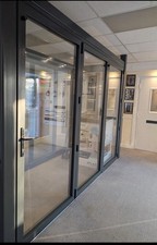 Anthracite Grey Aluminium Bi-Fold Doors – Double Glazed – Ex Showroom