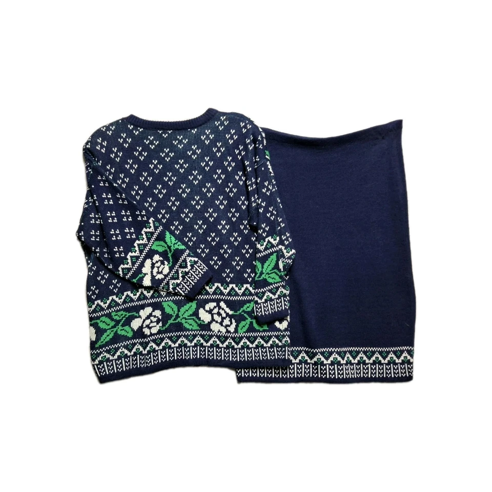 Raro Conjunto de Falda Suéter Tejido Capistrano Marc Chemtob Vintage EE. UU. Floral Boho Años 80 Foto 2 de 4