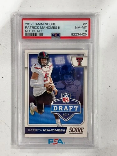 2017 Panini SCORE Patrick Mahomes II #2 RC ROOKIE NFL DRAFT PSA 8 CHIEFS