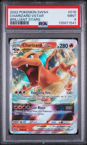 2022 POKEMON SWORD & SHIELD BRILLIANT STARS #018 CHARIZARD VSTAR PSA 9