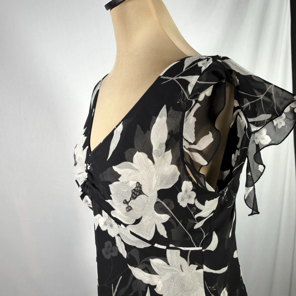 Nine Company Y2K Babydoll Dark Floral Top Womens 12 Fairy Grunge Black Preppy - Image 3 of 4