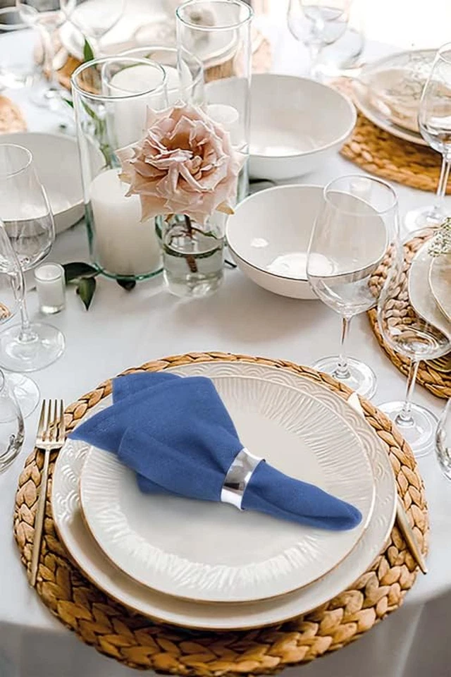 Tovaglioli in Tessuto Blu Scuro, 25 Pezzi, 40 X 40 Cm, Cotone - Immagine 2 di 4