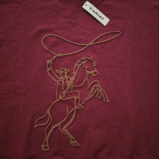 NWT Ariat Tek Women's XL Relaxed Fit Sweatshirt In Burgundy Embroidered Cowboy