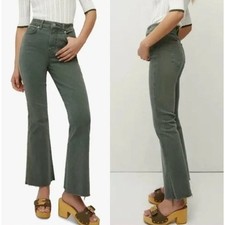 Veronica Beard Carson Ankle Flare Jeans Raw Hem Garden Topiary Size 26 NWOT