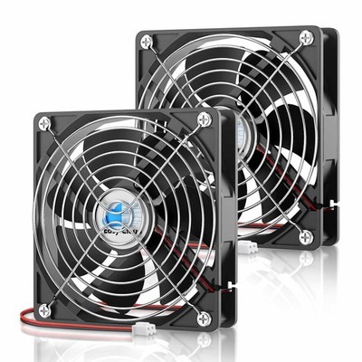2 Pcs 12 Volt 120mm 12V 2-Pin DC Computer Fan 1800RPM Dual Ball Bearing