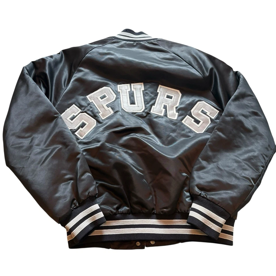Vintage 1990s San Antonio Spurs Chalk Line Satin Bomber Jacket Men’s Medium - Image 4 of 4