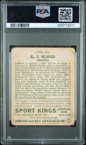 Edward Blood 1933 Goudey Sport Kings #9 "Skiing" - PSA 1 - Freshly Graded - Picture 2 of 2