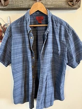 The Foundry Supply Co Men's Short Sleeve Men’s Blue Button Down Shirt Vintage L